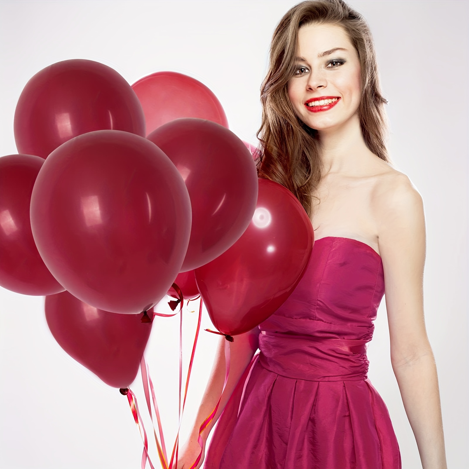 Globos rojos, paquete de 50 globos de látex de metal rojo mate de 12  pulgadas y confeti a granel con cinta roja de 33 pies para San Valentín,  boda