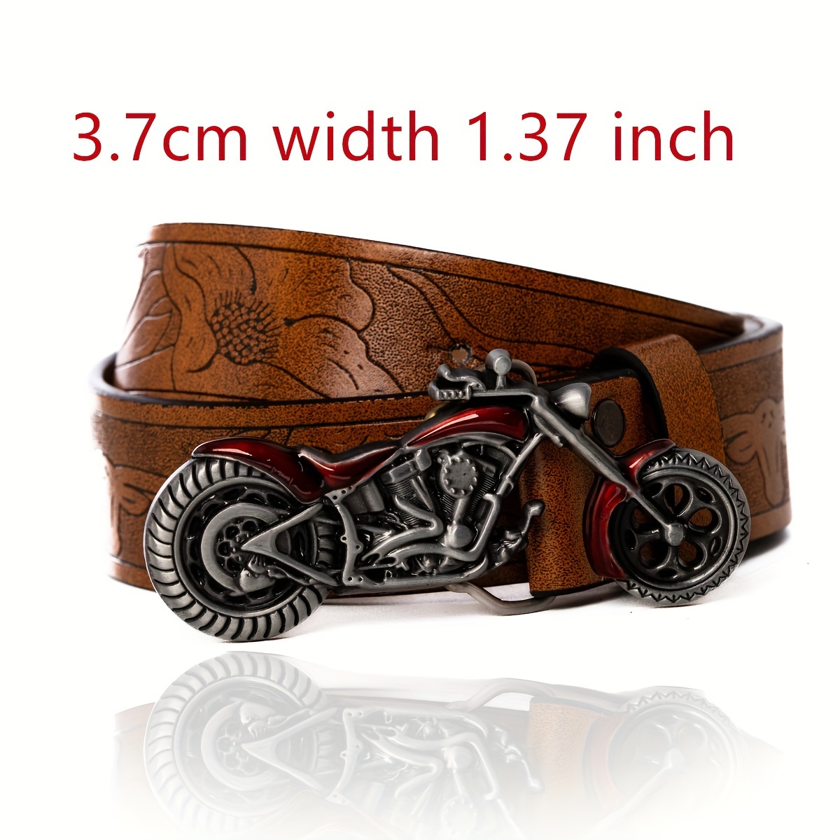 Retro Pattern Buckle Red PU Leather Men's Belt