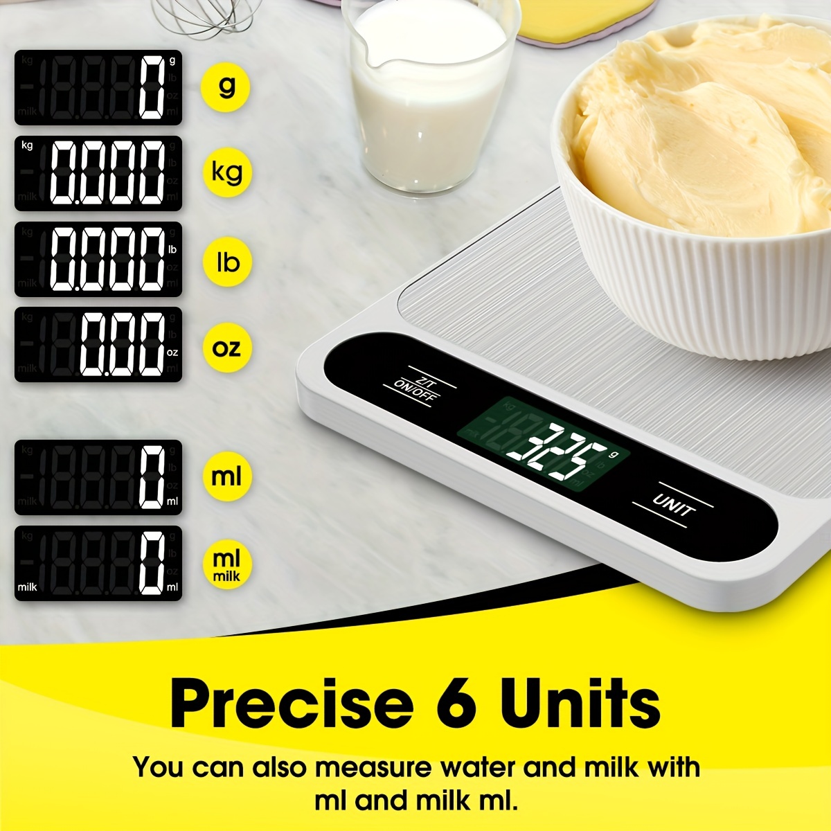 Food Scale 22lb Digital Kitchen Scale with 1g/0.05oz Precise Graduation, 5  Units LCD Display Scale for Cooking/Baking in KG, G, oz, ml, and lb, Easy