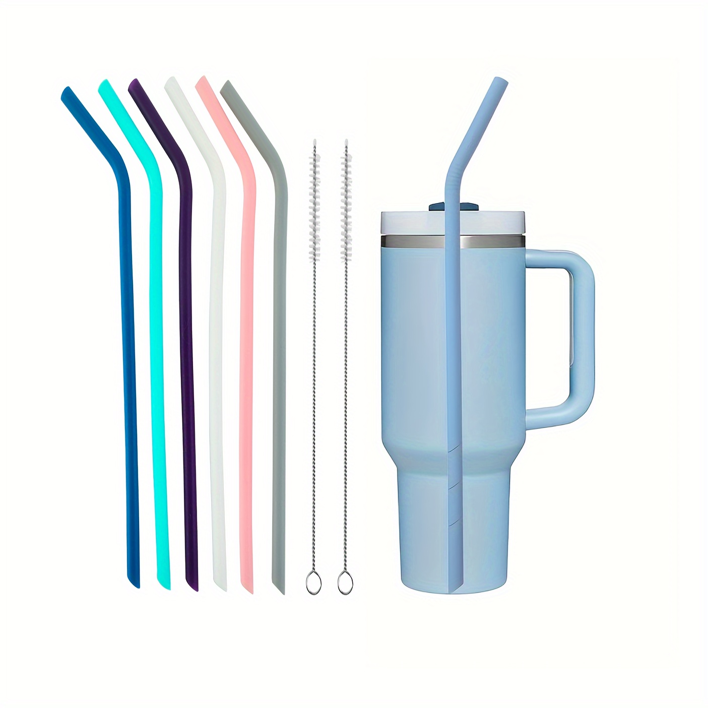 Multi color Extra Long Silicone Replacement Bent Straw For - Temu United  Arab Emirates