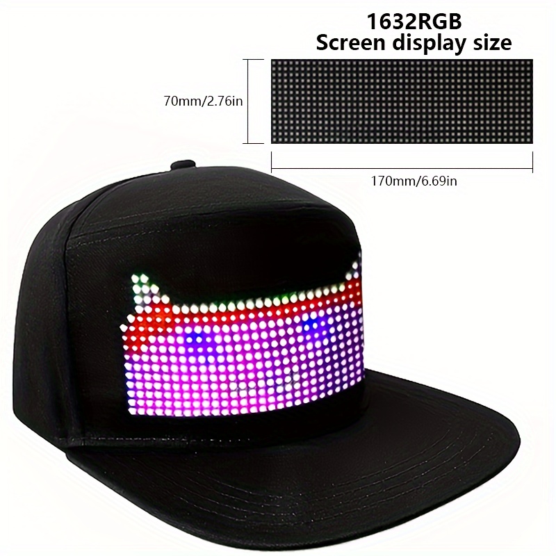 SEAFRONT Casquette LED Programmable BT APP Contrôle Modifiable Chapeau LED  coloré Boucle de Réglage de L'écran Amovible pour Concert en Plein Air  Carnaval Quotidien Club Cadeau de Fête : : Commerce, Industrie