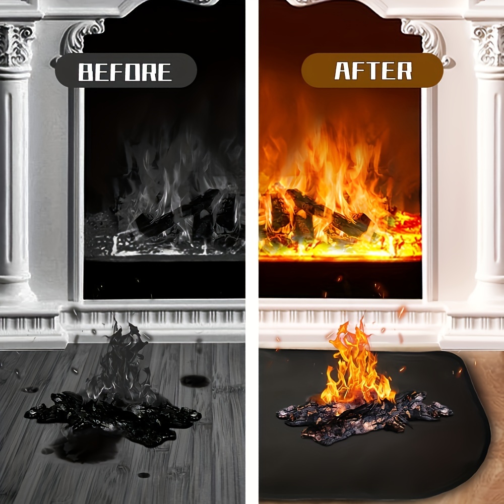 1pc flame retardant and high temperature resistant fireproof fireplace mat double layer glass fiber silicone fireproof mat large rounded corner fireplace blanket practical tool for home use