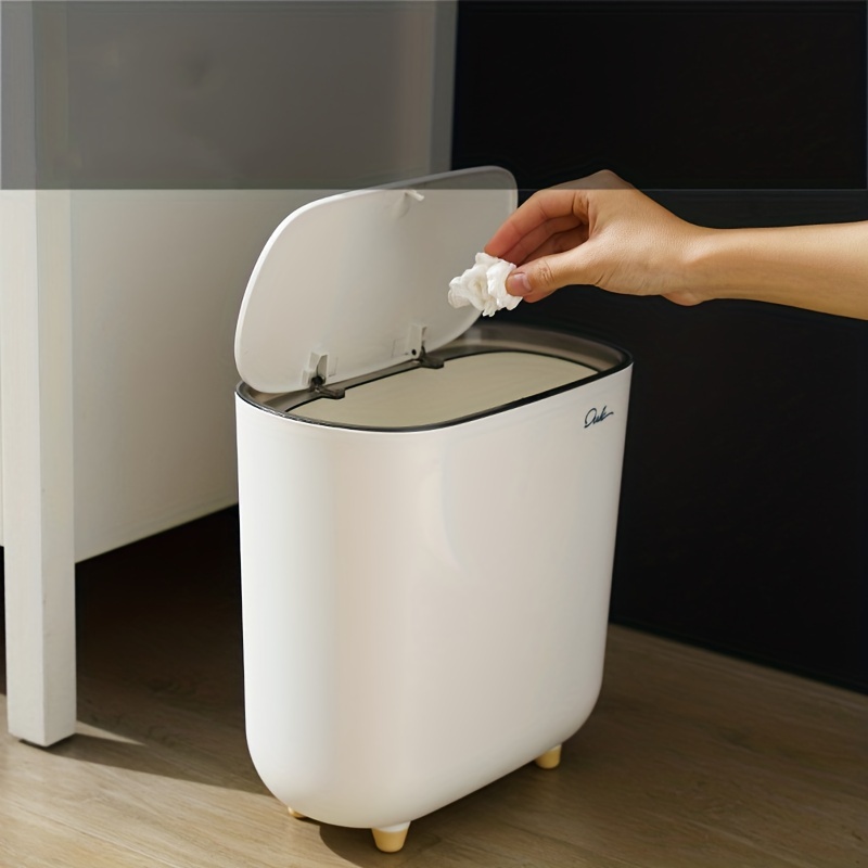 Toilet Trash Can Slim Plastic Trash Bin With Lid - Temu