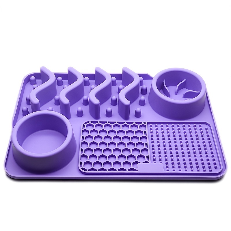 Pet Slow Feeder Multi-purpose 1 Silicone Dog Licking Mat For Dry & Wet  Food, Dog Slow Feeding Plate Bowl With Waterer No Spill Non-slip Dog Lick  Mat With Suction Cups - Temu