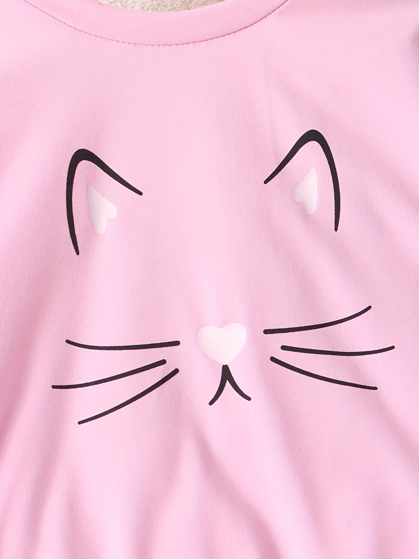 Girl's Cartoon Cat Print 2pcs Set Sweatshirt & Leggings