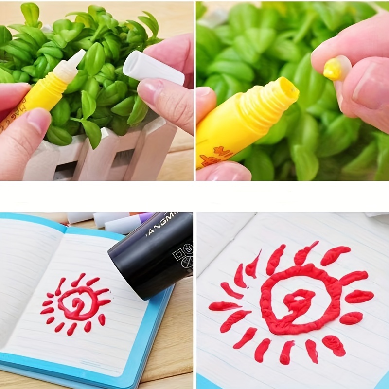 DIY Ink Puffs Up 3D Art Pens Like Popcorn 6pcs Magic Popcorn Pens