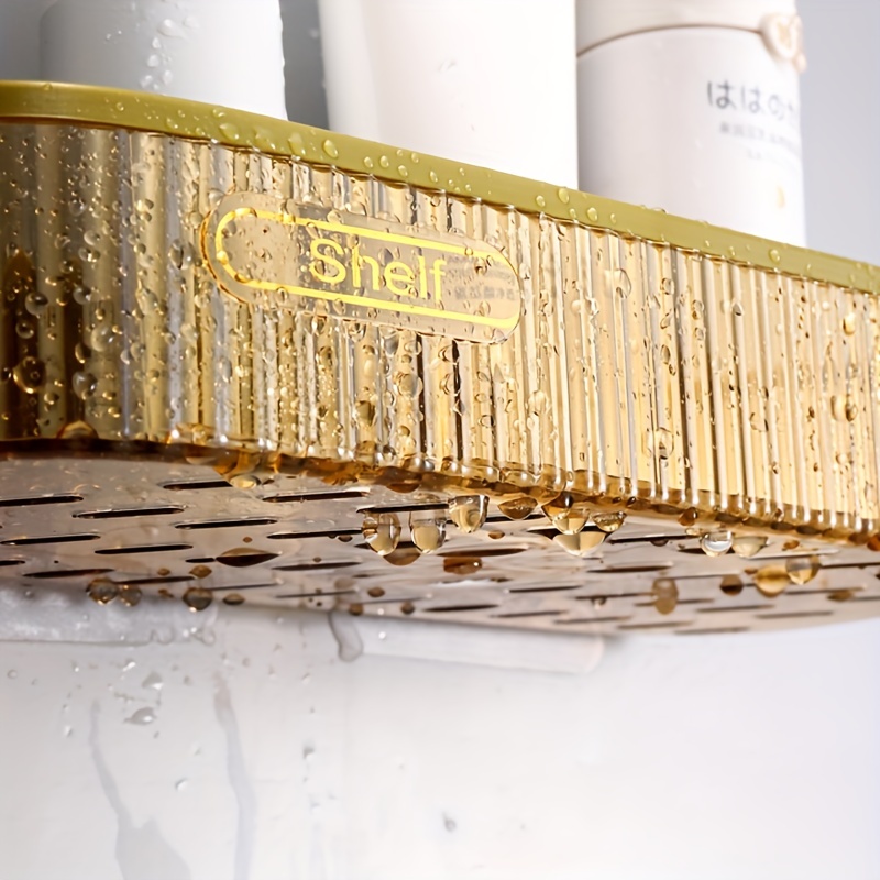 Gold Color Brass Corner Shower Caddy 2 Tier Bath Storage Shelf Rack Basket