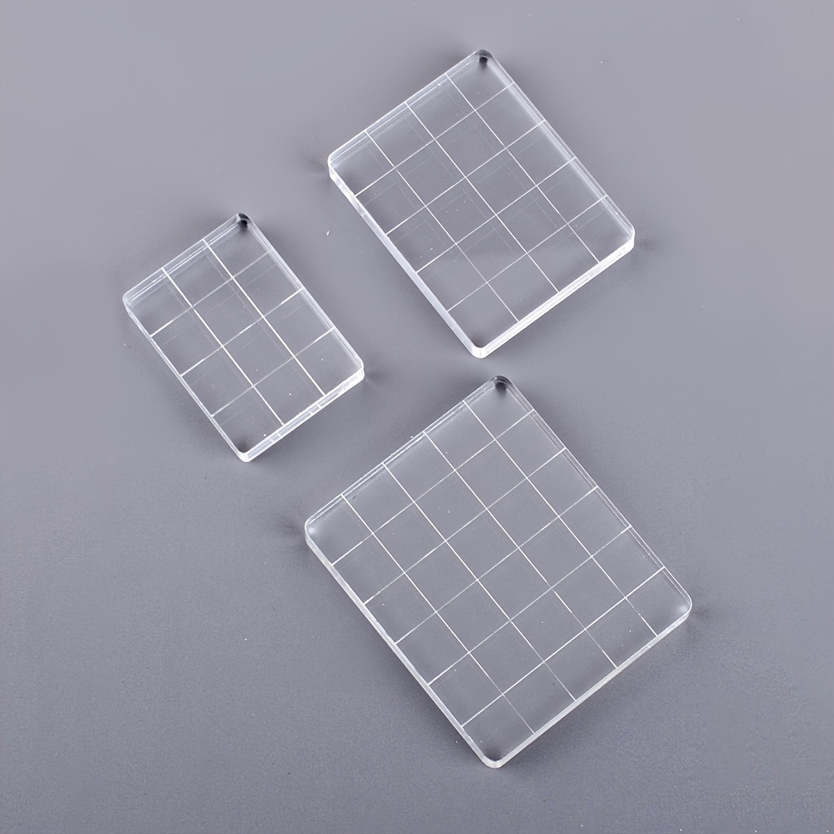 Acrylic Stamp Block Clear Stamping Tool Set with Grid Line Craft (9x12cm)