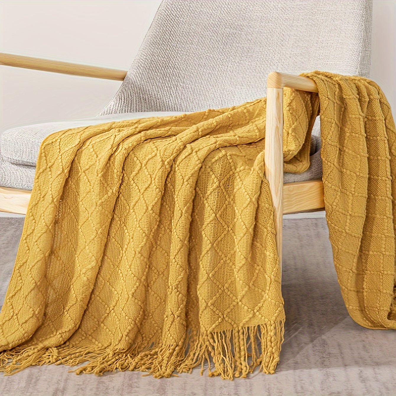TEMU 1 Couverture Minimaliste Style Nordique Couleur Unie, Douce et Confortable