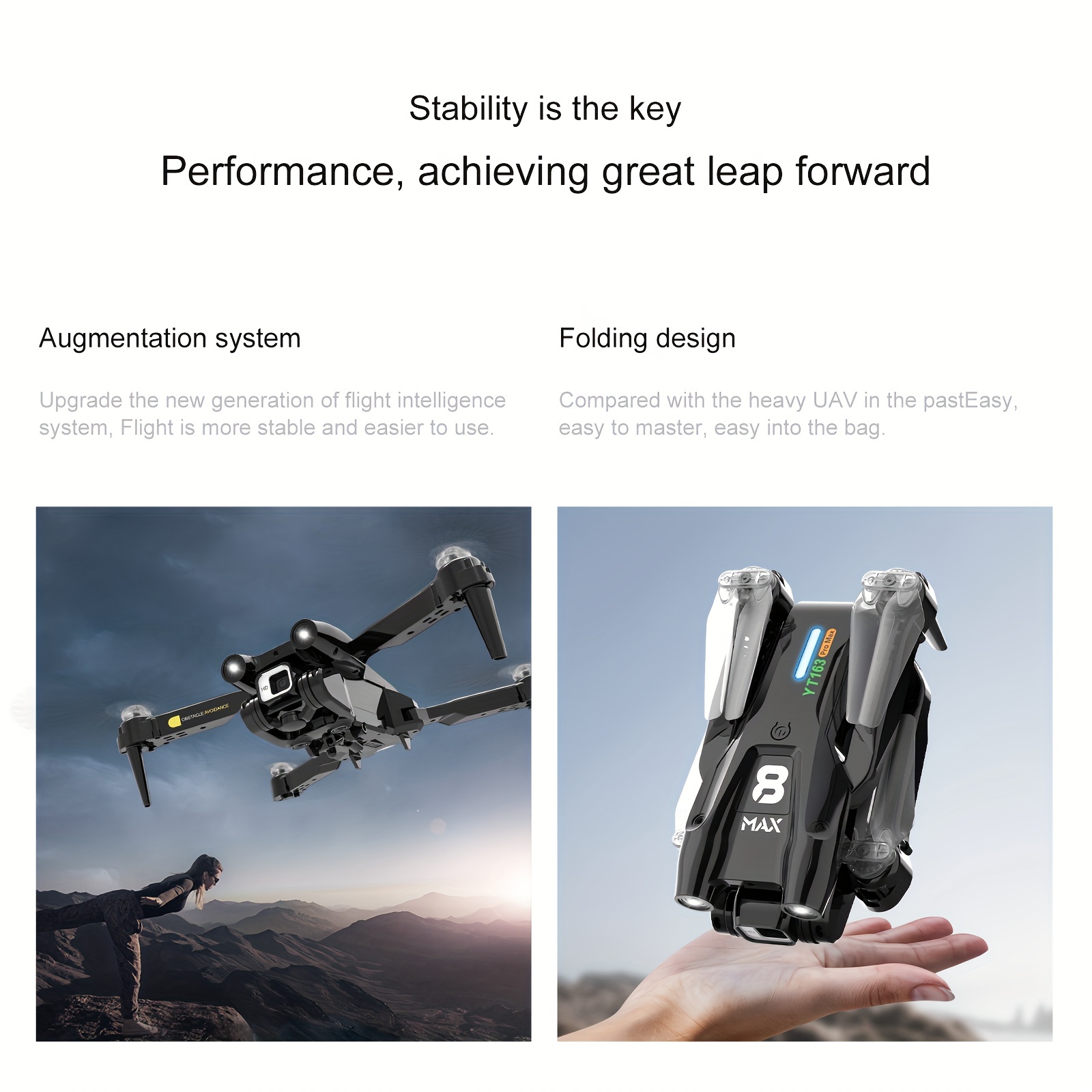 yt163 foldable drone remote control and app control easy to carry four sided sensor obstacle avoidance stable flight one key return high definition camera camera angle adjustable drone details 6
