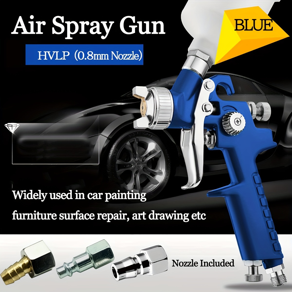 HVLP Spray Gun Air Paint Sprayer,Gravity Feed Touch Up Paint Gun with 1.4mm  Nozzle & 17pcs Spray Gun Cleaning Kit for Automotive,House Painting and