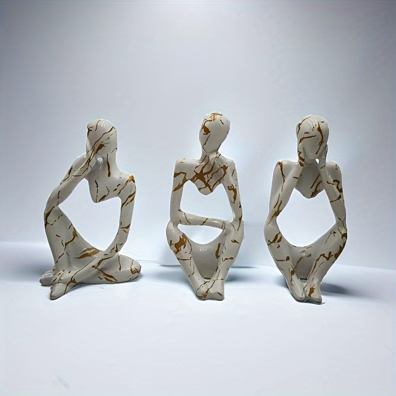 Estatua de pensador – Silence is Gold Decoración moderna creativa arte  abstracto esculturas de resina decoración habitación hogar estudio oficina  para