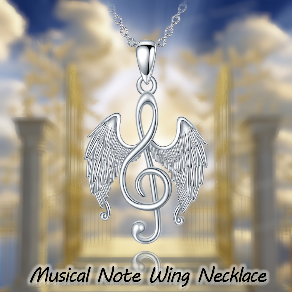 1pc girls fashionable and exquisite creative notes angel wings pendant necklace decorative accessories holiday birthday commemorative party gifts for girls details 0