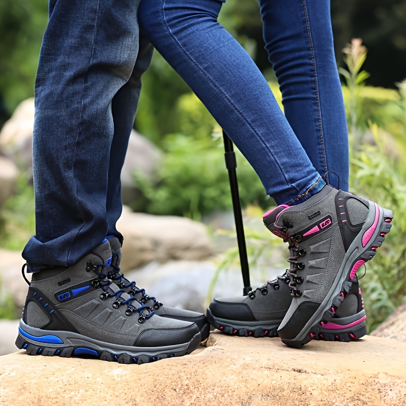 Scarpe da trekking impermeabili con lacci, scarpe sportive da esterno  antiscivolo alte alla moda, calzature da donna