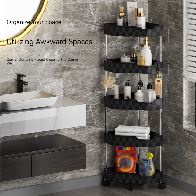 Multi layer Bathroom Shelf With Wheels Utility Rolling Cart - Temu