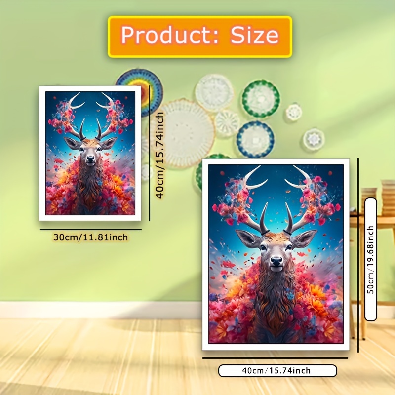 1pc 11.81x15.75in Wonderland Flowers Sika Deer 5D New Diamond Painting  Mosaic Artificial Diamond Paste Modern Art Full Circle Hanging Picture Home  Liv