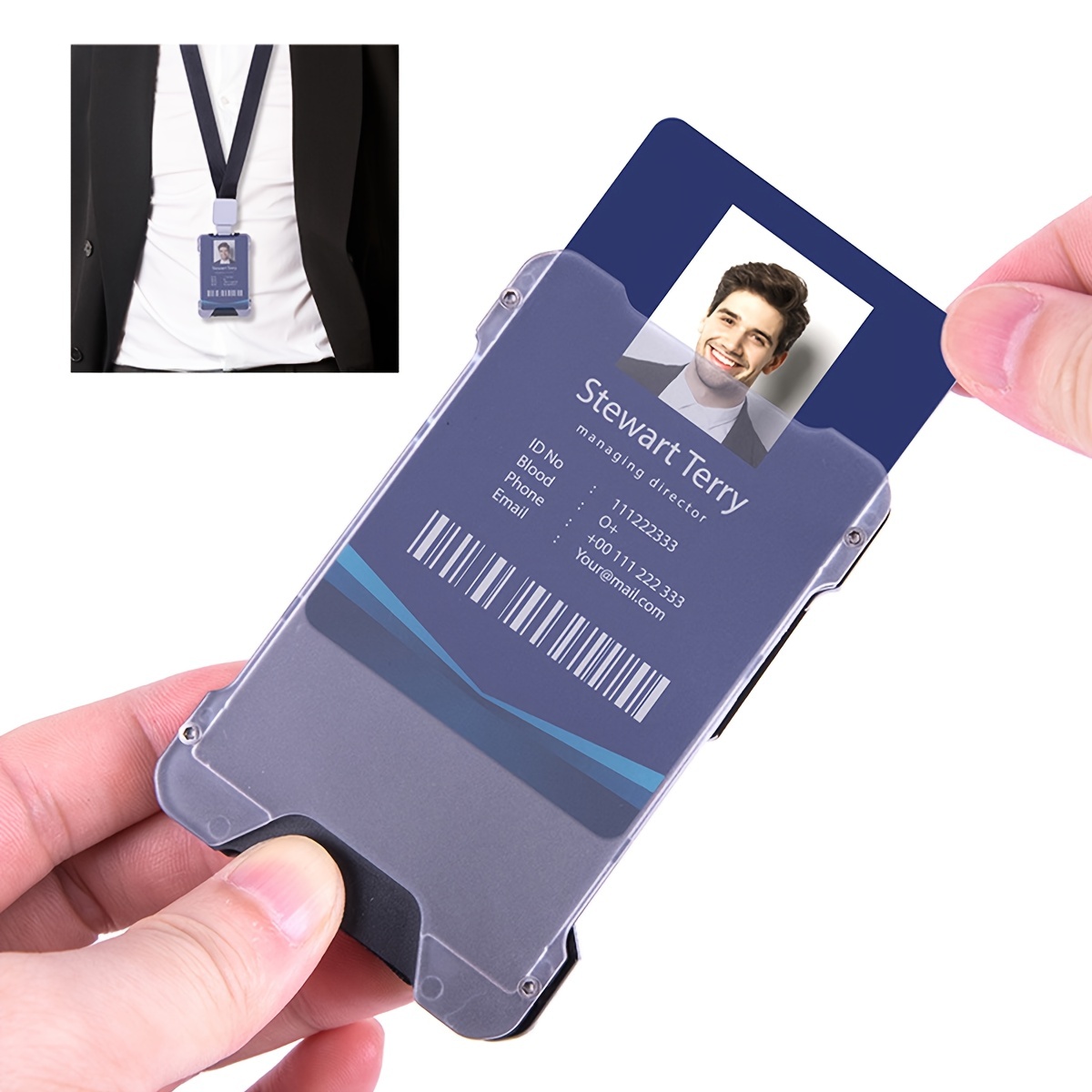 Slim Aluminum RFID Metal Wallet Money Clip with 1 Clear window ID Badge  Holder