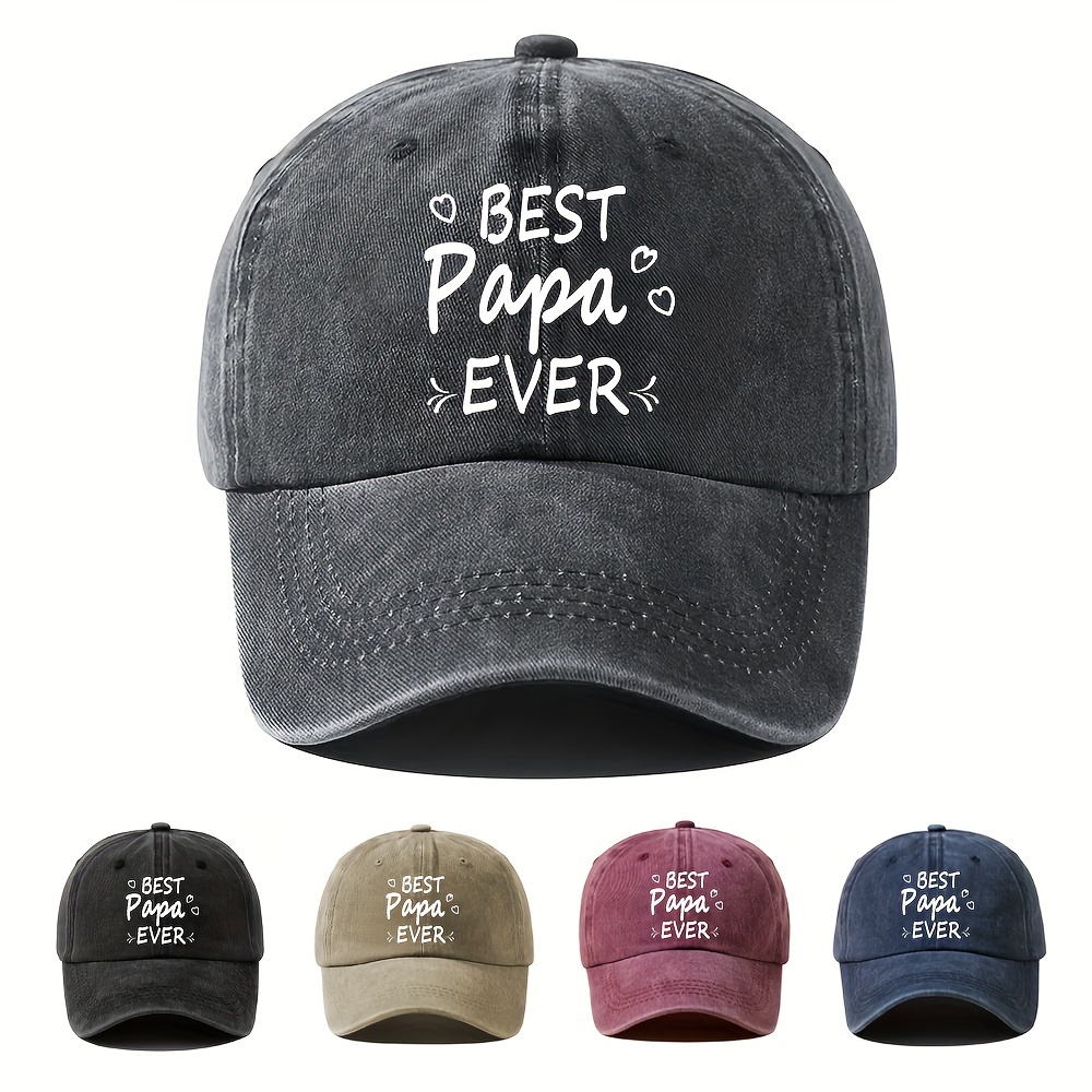 

1pc Unisex Sunshade Breathable Baseball Cap With " Best Papa " Print For Outdoor Sport