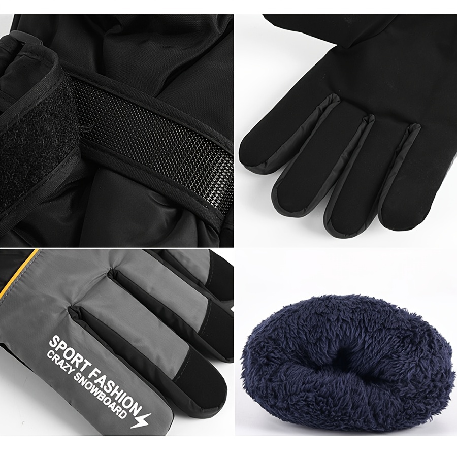 Men's Warm Waterproof Fleece Gloves for Outdoor Activities