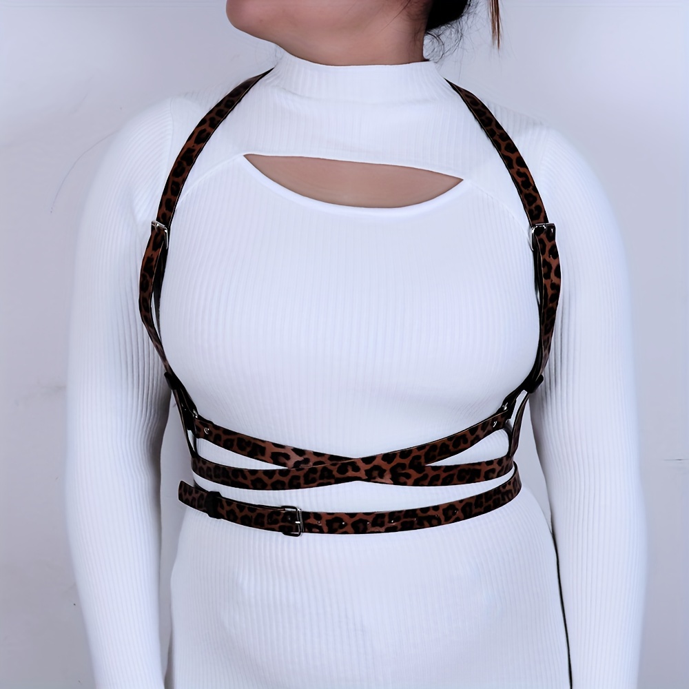 Plus Size Brown Casual Pu Leather Harness Belt - Temu