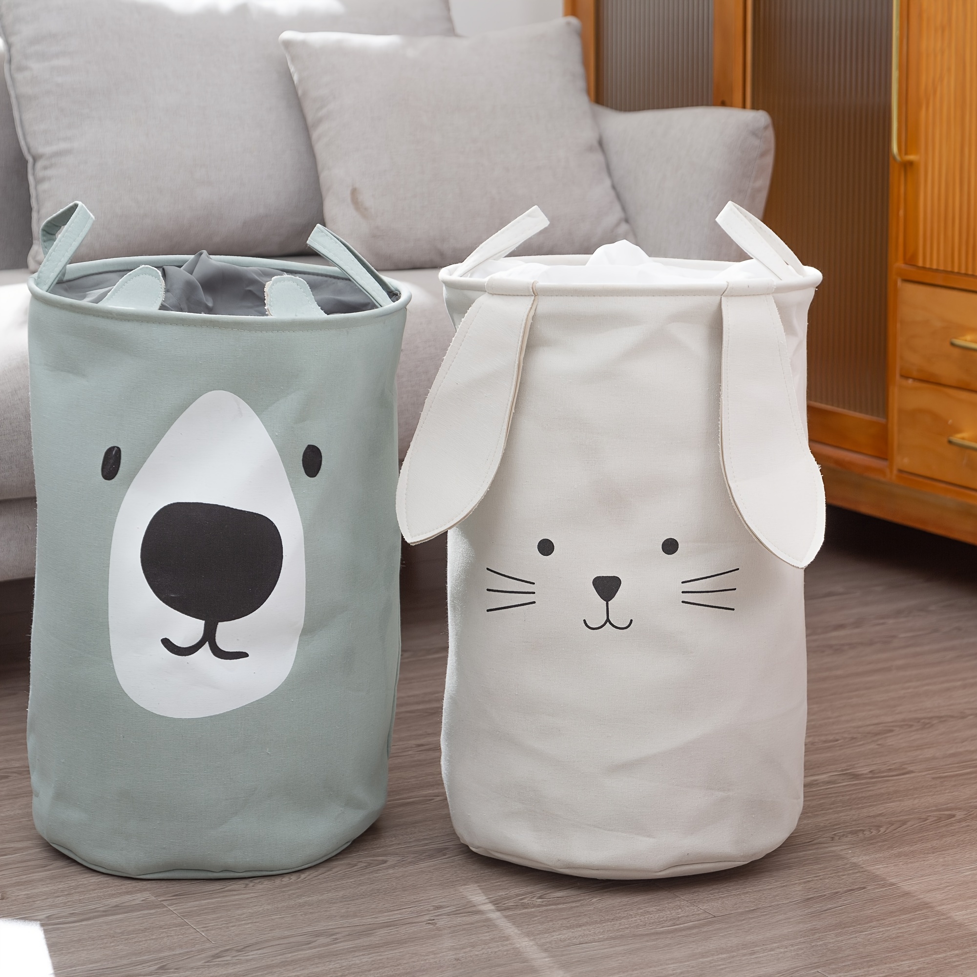 

1pc Nordic Style Storage Bucket For Bedroom, 15.75*19.68inch, Cartoon Printing Laundry Basket, Laundry Organization And Storage Supplies For Bathroom Bedroom Laundry Room Dorm, Home Decor
