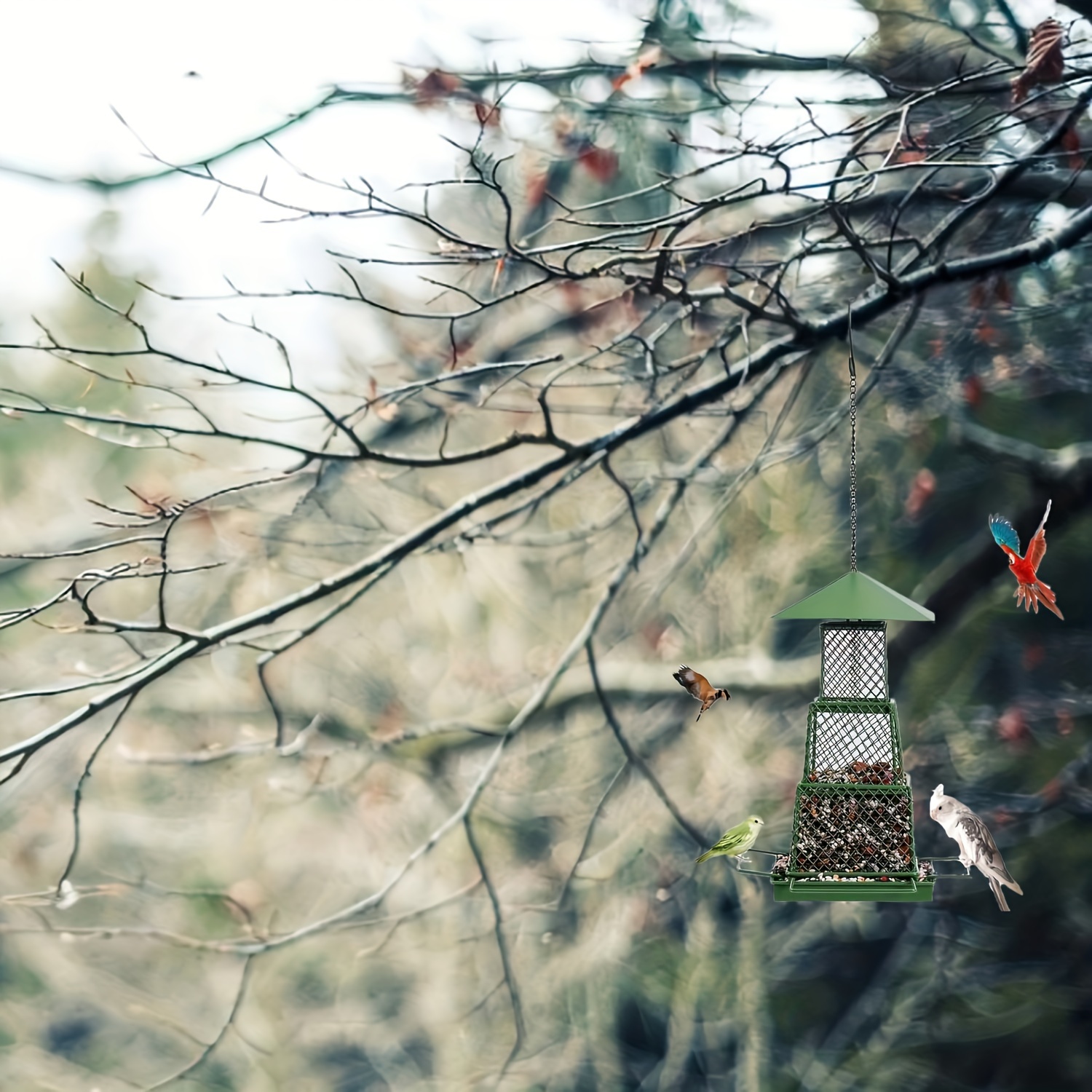 Perruches Mangeoire à oiseaux en métal Déco jardin Cadeau Découpe