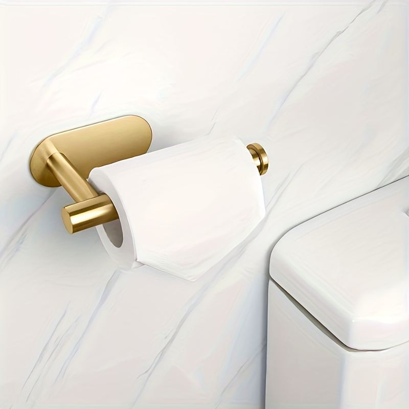 Self Adhesive Toilet Paper Holder Brushed Gold Stainless Steel Square Tissue  Holder For Bathroom Storage Wc Accessories - AliExpress