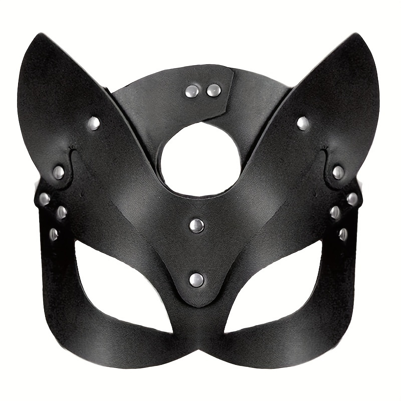 Women's Leather Cat Mask & Choker Set: Adjustable, Harness, Leather Mask,  Leather Choker, Harness Costume, Catwoman Mask 