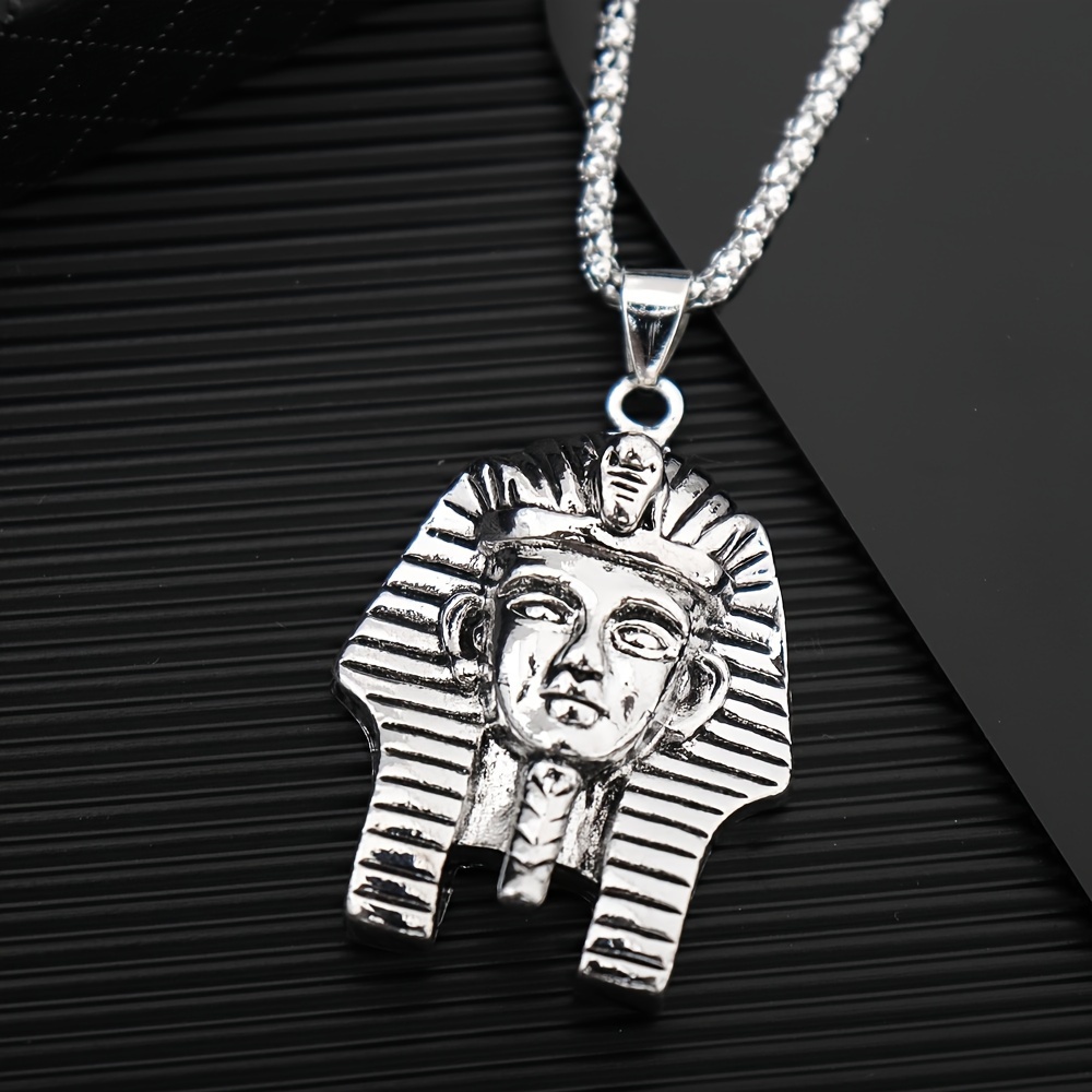 Hip Hop Ancient Egyptian Moissanite Pendant Necklace Chain Punk King Tutan  Pharaoh Men's Hip Hop Bling Necklaces Rock Party Gift