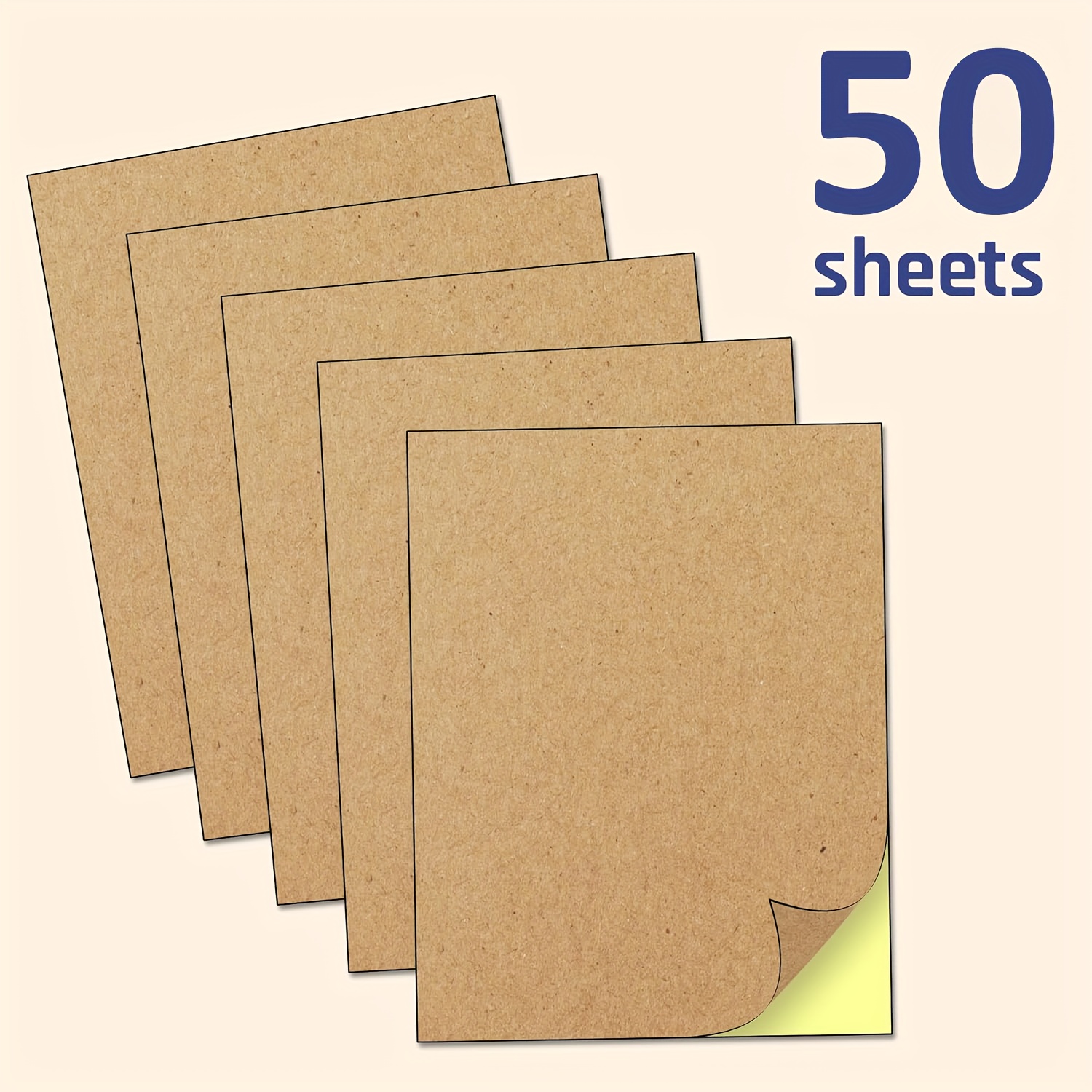 

50sheets A4 Paper Self-adhesive Sticker Paper, Self-adhesive Paper Label Paper - Whole Sheet Printable Brown Label (8.3 X 11.7 Inches)