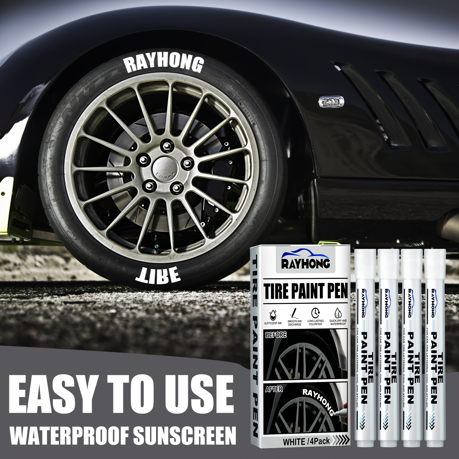 Tire Paint Marker, Waterproof White Marker, Car Rubber Tire Paint Pen,  Metal Permanent Paint Marker