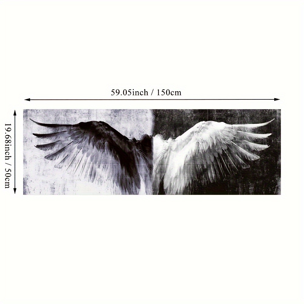 Image of 1pc White And Black Retro Wings Canvas Painting Posters Wall Art, Prints Vintage Wings Picture For Living Room Home Decor Christmas, Halloween