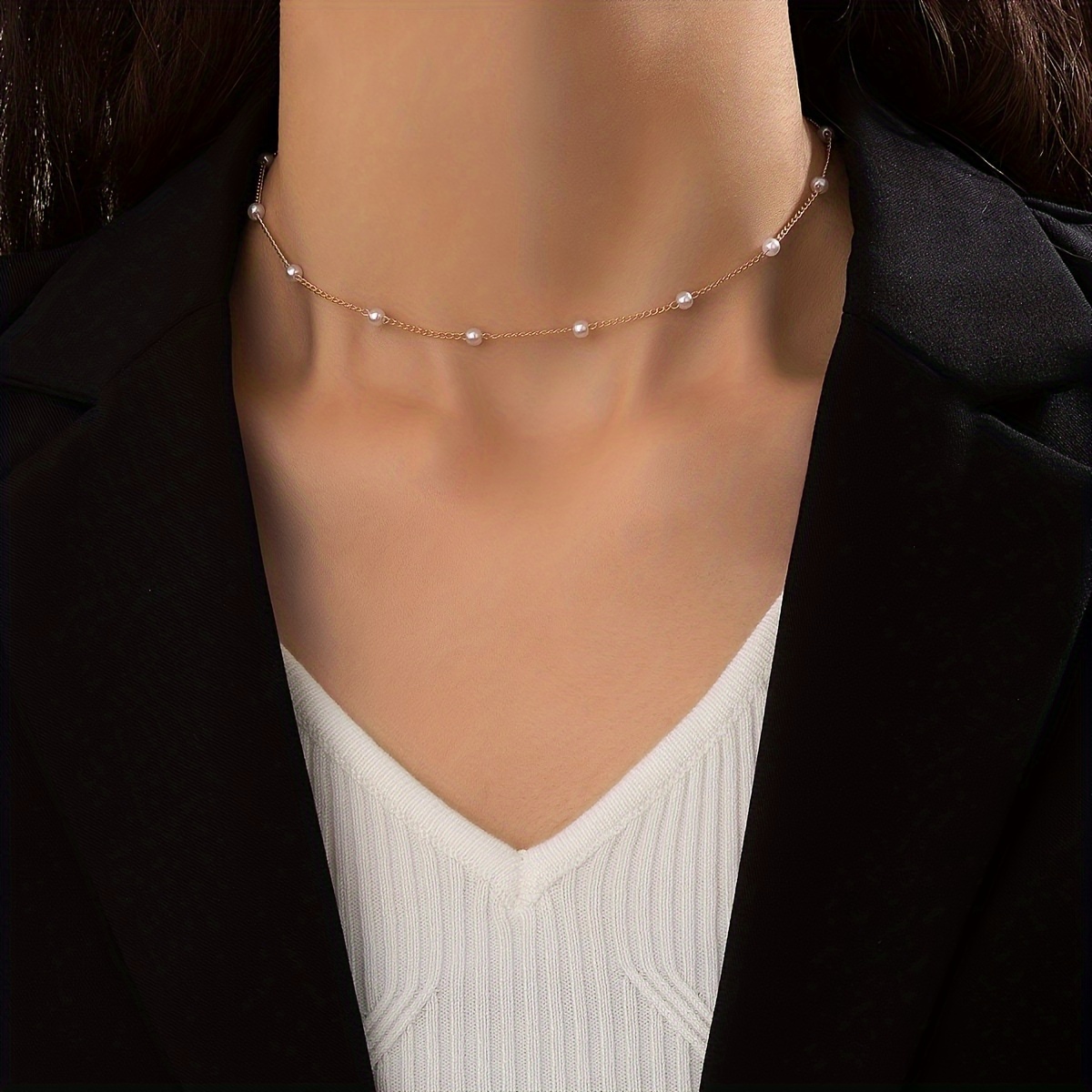 Pearl Sweater Chain Wedding Party Ladies Necklace - Temu