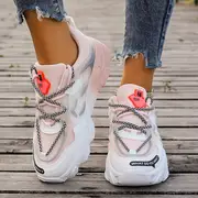 womens trendy platform sneakers casual ombre lace up low top running trainers all match walking sports shoes details 8