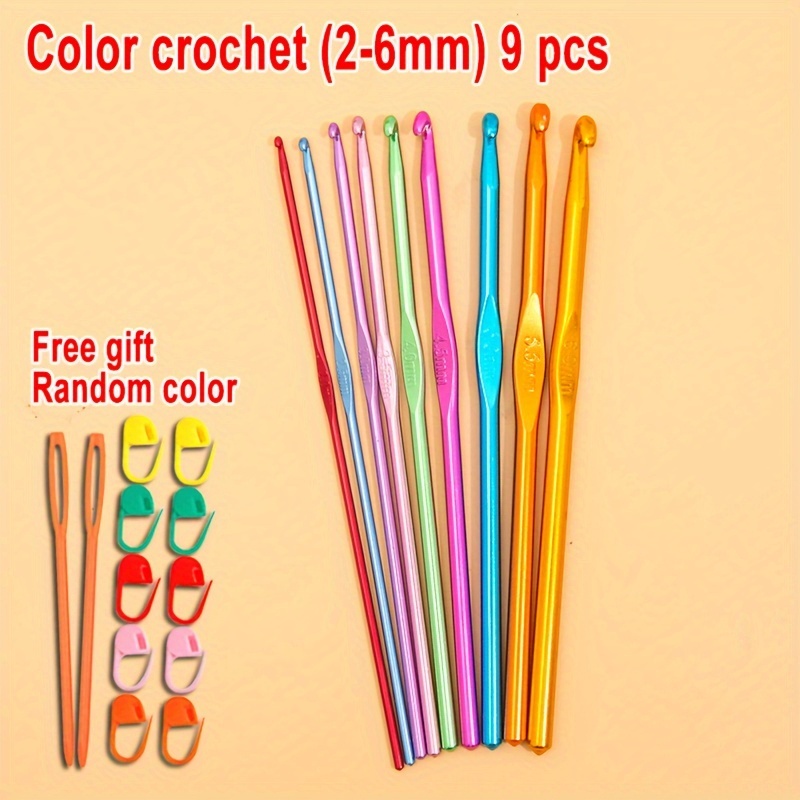 14 Pieces Colorful Aluminum Crochet Needles Craft Yarn 2-10mm