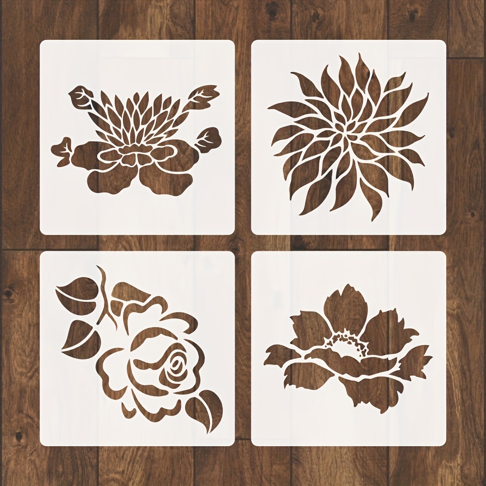 Wild Flower Stencils for Painting 11.7x8.3 Inch Large Flower Stencil for  Walls Leaf Flower Blossom Stencils Reusable Drawing Stencils for Painting  on Wood Wall Canvas Furniture Card 