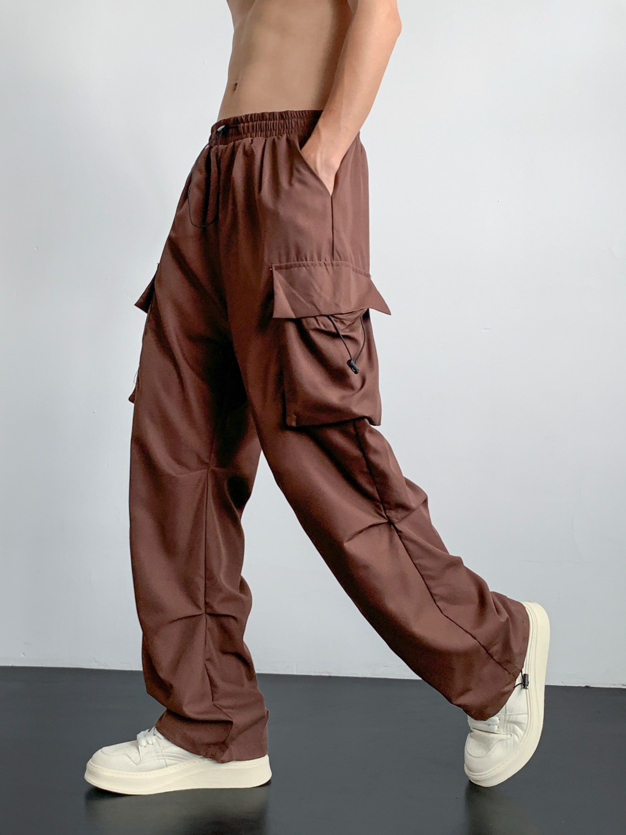 Womens Cargo Multi Pockets Casual Outdoor Loose Pants Long Straight Leg  Trousers