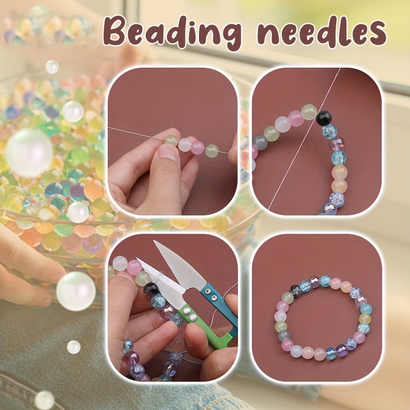 Beading Needles Set 70 Pcs Long Straight Beading Needles Seed Beads Needles  with 5 Size Opening Beading Needles Collapsible Beading Needles and