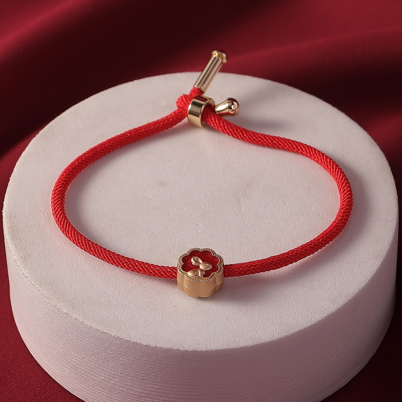 Lucky Red Rope Bracelet with Pendant, Adjustable Gift