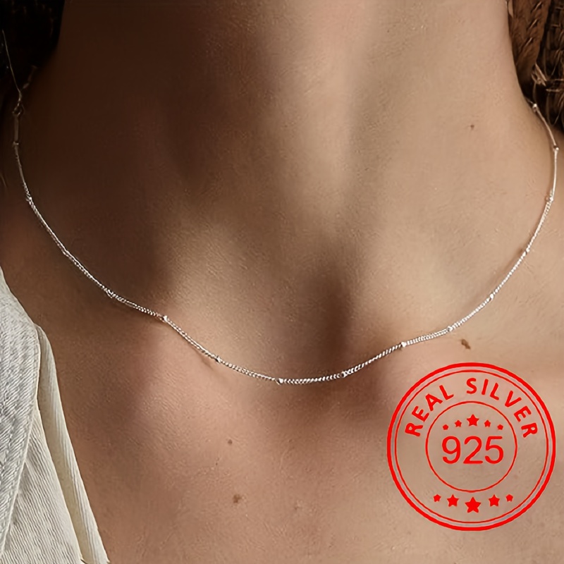 925 Sterling Silver Necklace Female Silver Chain Without Pendant 925  Clavicle Chain Naked Chain Galaxy Chain Thin Chain Stacked - Temu