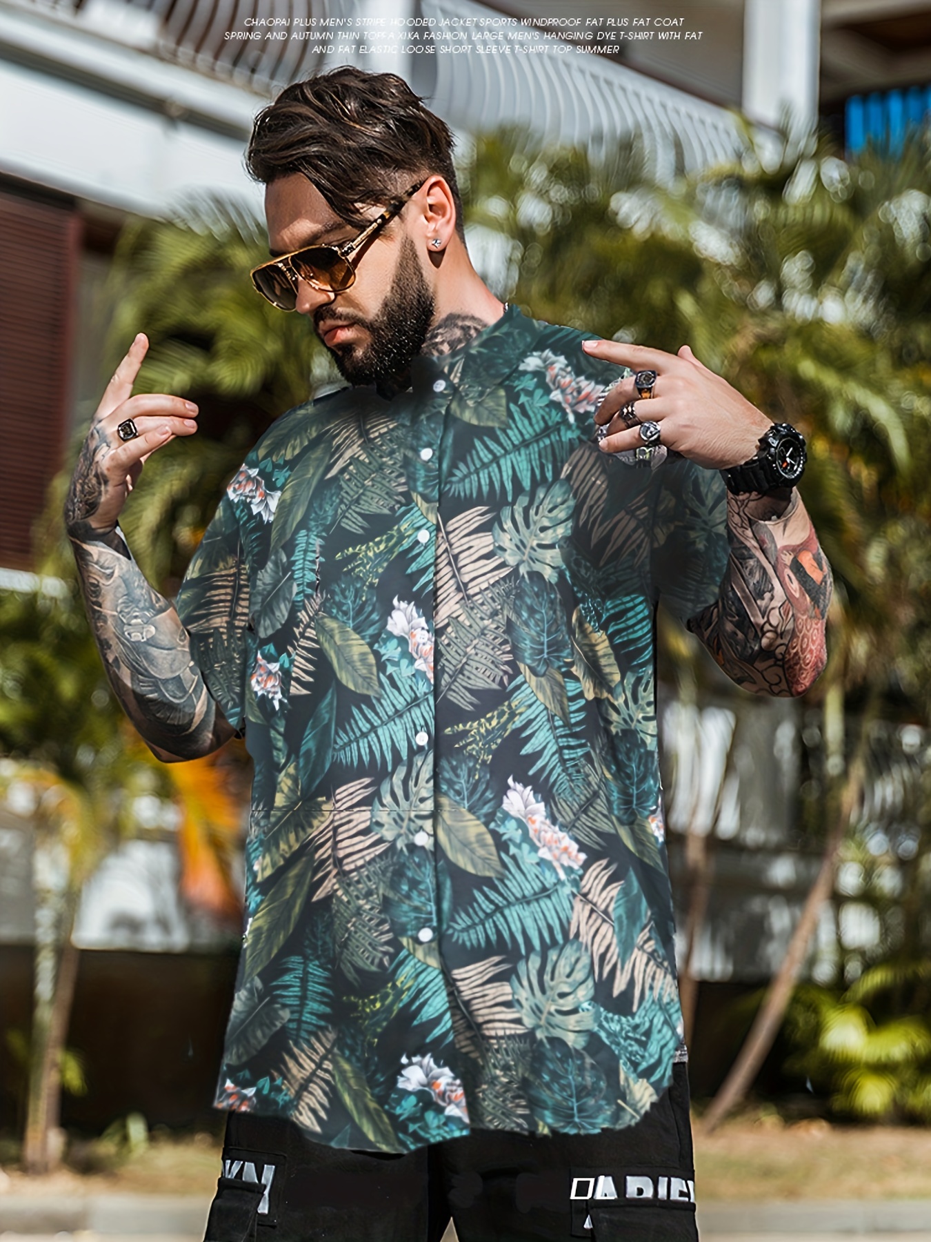 Coconut Tree Hawaiian Shirt Floral 3d Print Shirts Men's Beach