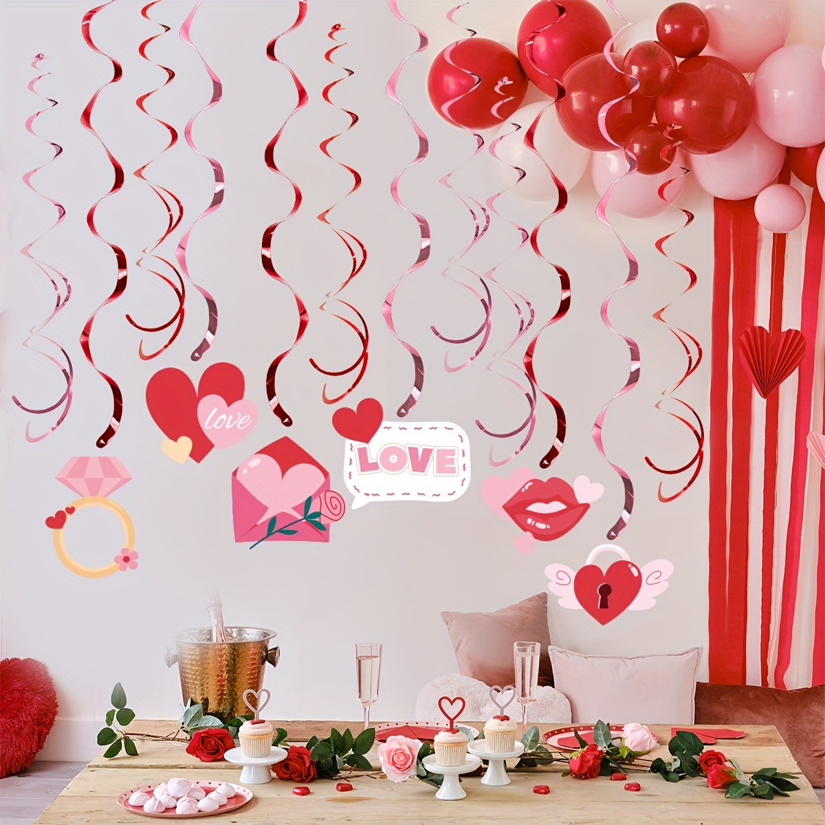 Decorazioni per San Valentino,4Pcs Tende da Finestra Valentino