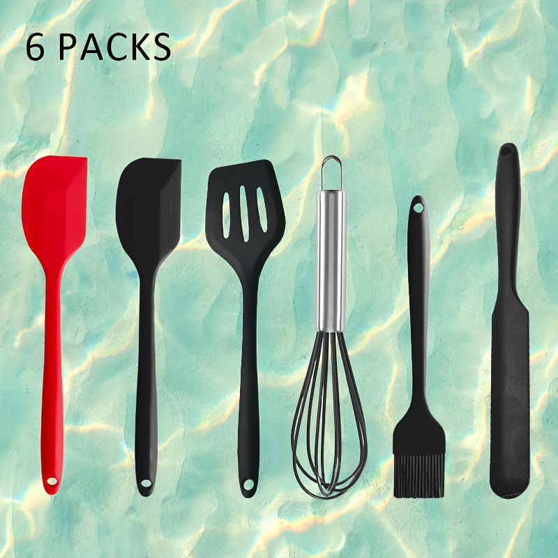 6pcs Silicone Kitchen Utensils Set, Including Cake Baking Cream Spatula,  Oil Brush, Shovel, Scraper, Integrated High Temperature Resistant Kitchen  Tool