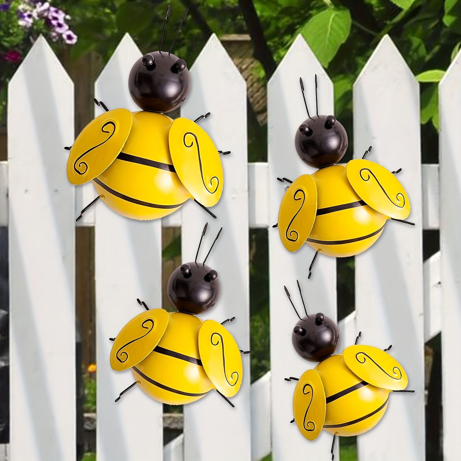 Honey Bee Wall Decor-Fence Wall Decor-Bumble Bee Yard art-Yellow