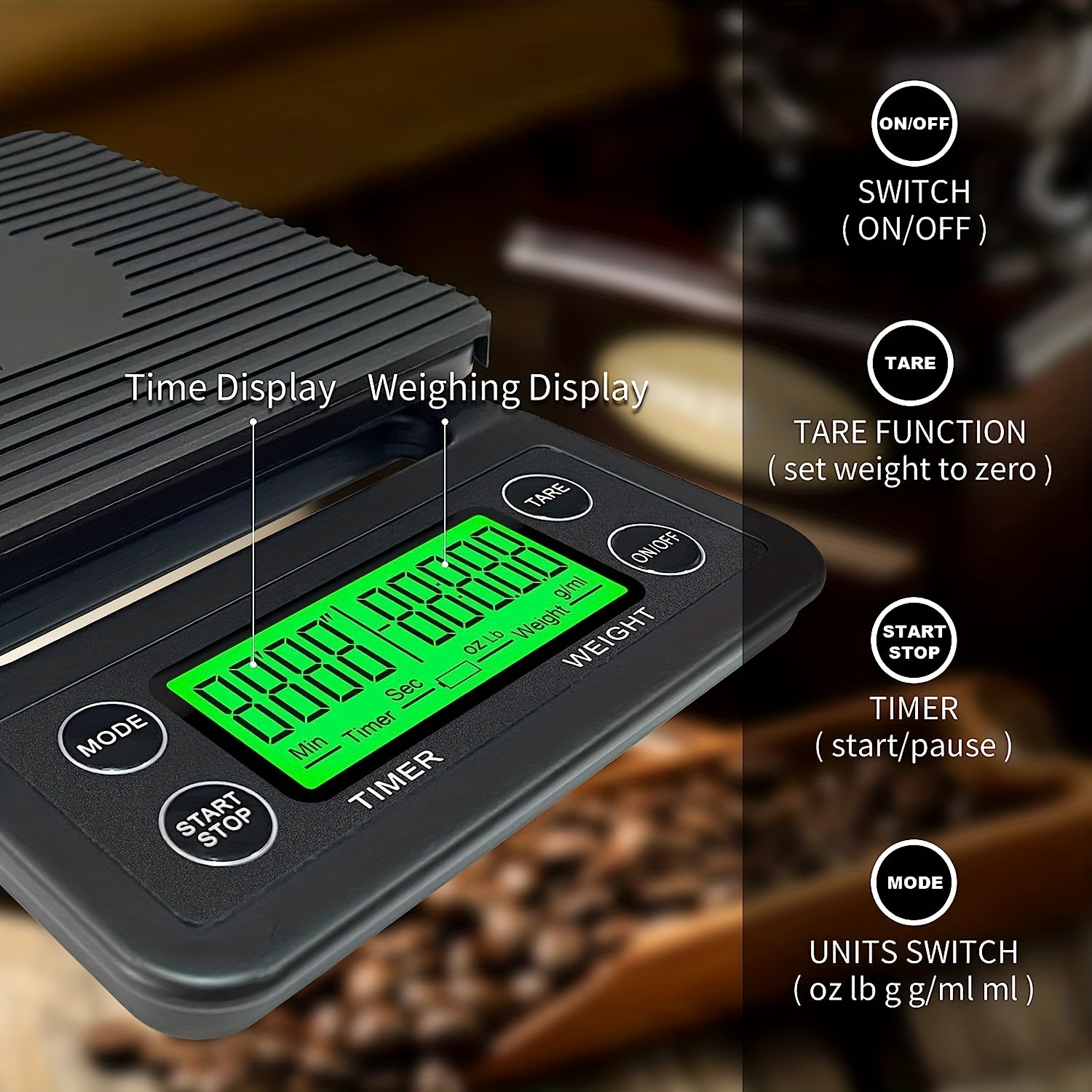 3kg/5kg 0.1g High Precision Coffee Weighing Drip Coffee Scale with