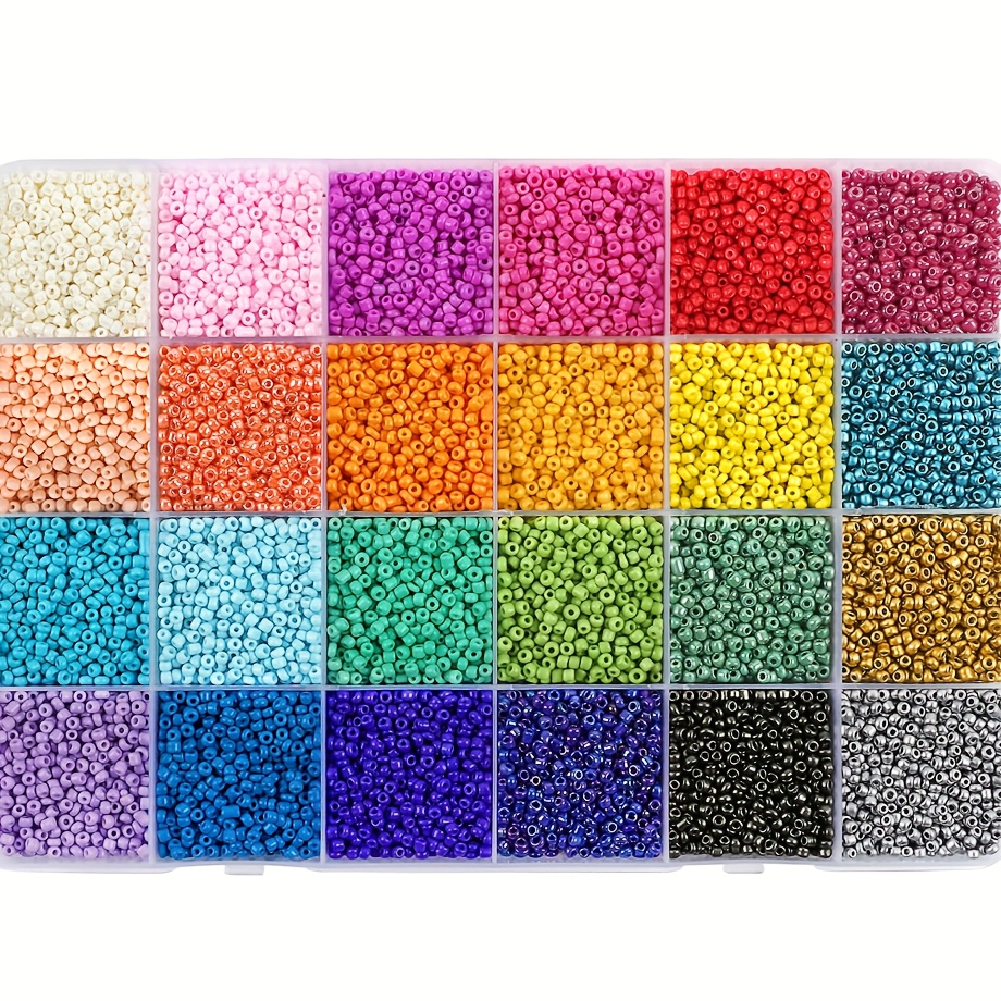 

20000pcs 2/3/4mm 24 Multicolor Assorted Set, Glass Seed Beads Small Craft Beads For Jewelry Making Diy Bracelet Necklace Ring And Other Decors Handmade Craft Supplies