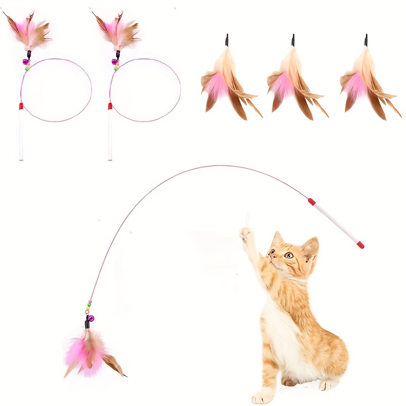 Interactive Retractable Cat Feather Teaser Wand Cat - Temu