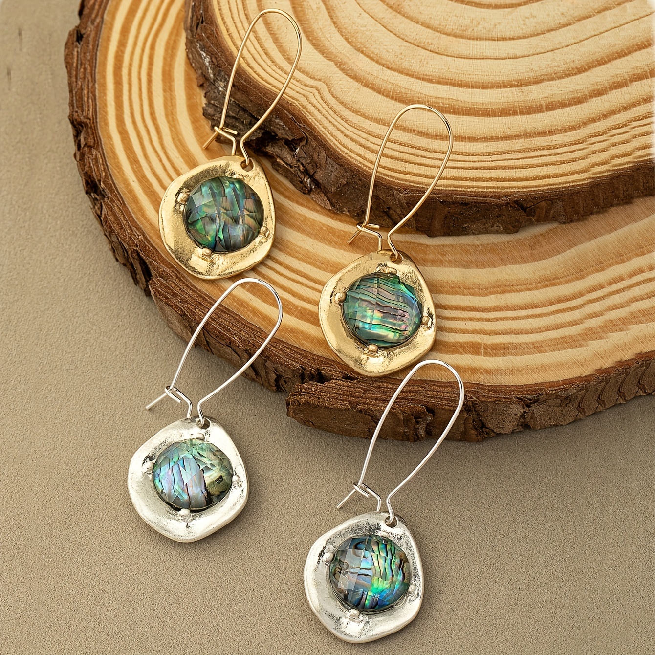 

Vintage Abalone Shell Drop Earrings Boho Style Statement Dangle Earrings Jewelry Gift For Mom Women