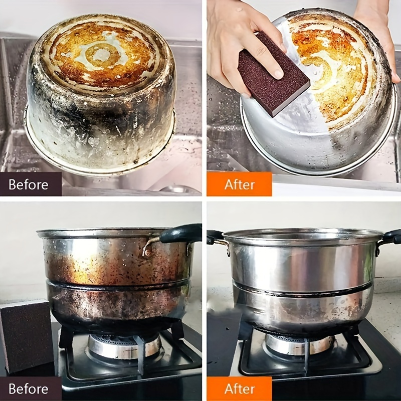 1 3 6pcs magic sponge eraser carborundum removing rust cleaning brush descaling clean rub for cooktop pot kitchen sponge rv kitchen tools 3