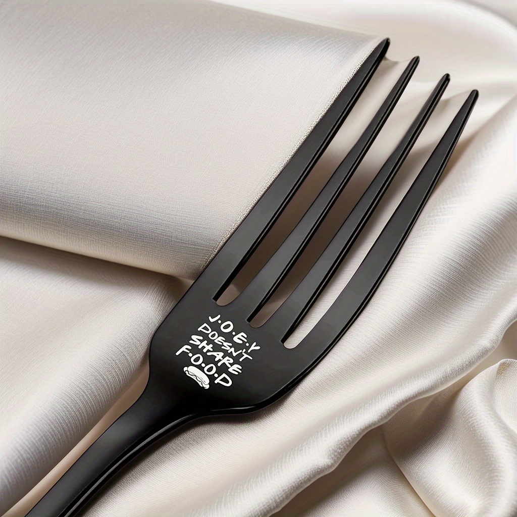 

1pcs Black Engraved Stainless Steel Fork, Fun Dinner Food Dessert Fork For Friends, Brothers, Women, Men, Sisters, Christmas Birthday Graduation Gifts, Flatware Accessories